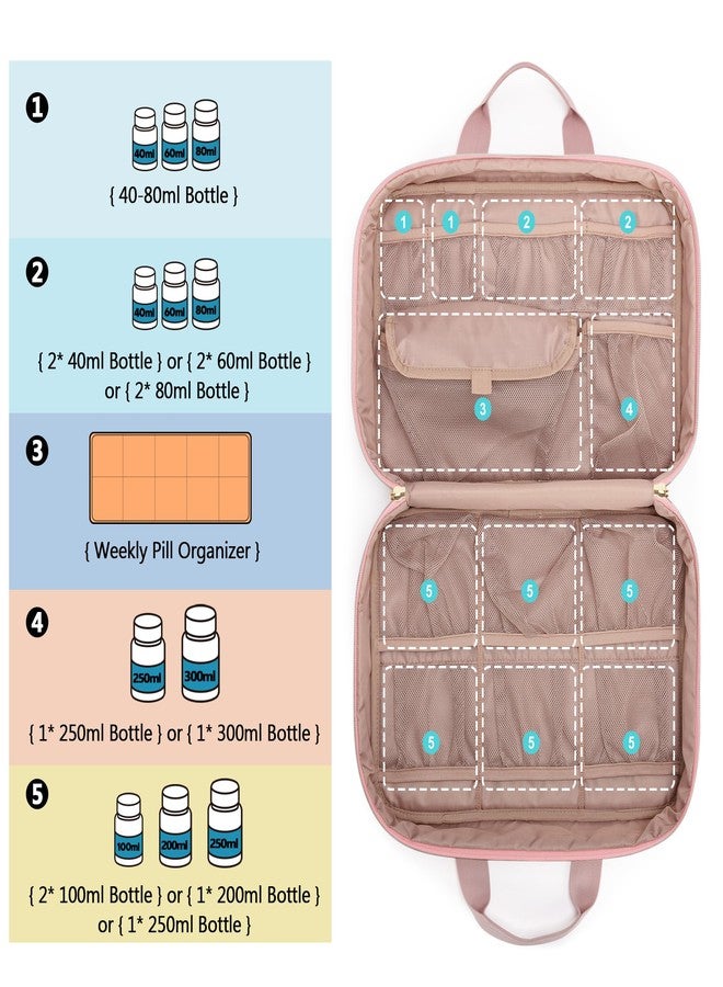 Damero منظم الأدوية داميرو، حقيبة سفر لتخزين زجاجات الحبوب للأدوية الموصوفة، المستلزمات الطبية - وردي ضبابي - Image 2