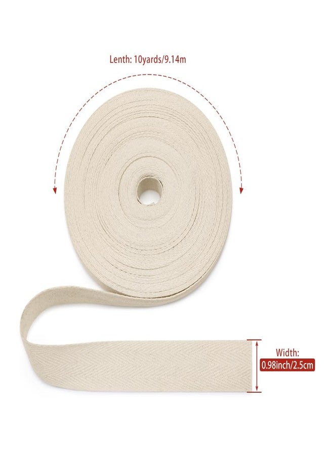 SEMINI 100% Natural Cotton Beige Twill Tape 10 Yards 1'' Herringbone Webbing Ribbon for Edge Binding Sewing Dressmaking Craft (Twill Beige, 1'' 10yards) - Image 2