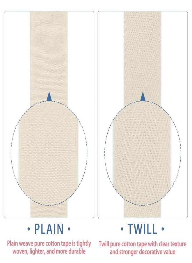 SEMINI 100% Natural Cotton Beige Twill Tape 10 Yards 1'' Herringbone Webbing Ribbon for Edge Binding Sewing Dressmaking Craft (Twill Beige, 1'' 10yards) - Image 4