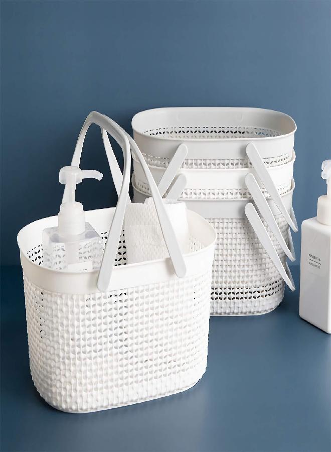 rejomiik Portable Shower Caddy Basket, Plastic Organizer Storage Tote with Handles for Bathroom, College Dorm, Kitchen - White - Image 1