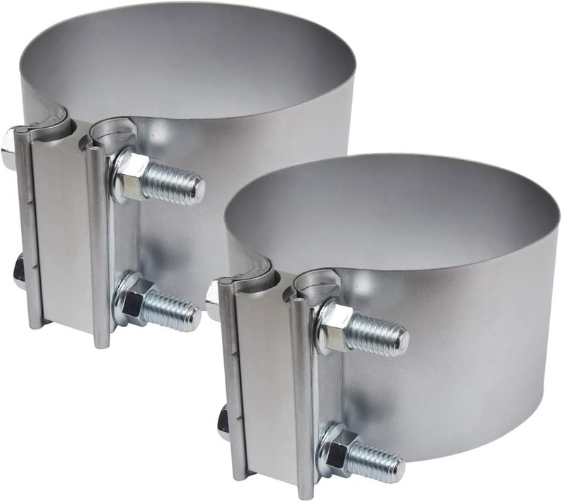 ROADFORMER 4" Butt Joint Exhaust Clamp - Aluminized Steel for 4 inch OD exhaust pipes, muffler ends and exhaust system connection with leakage free (2 Pack) - Image 1