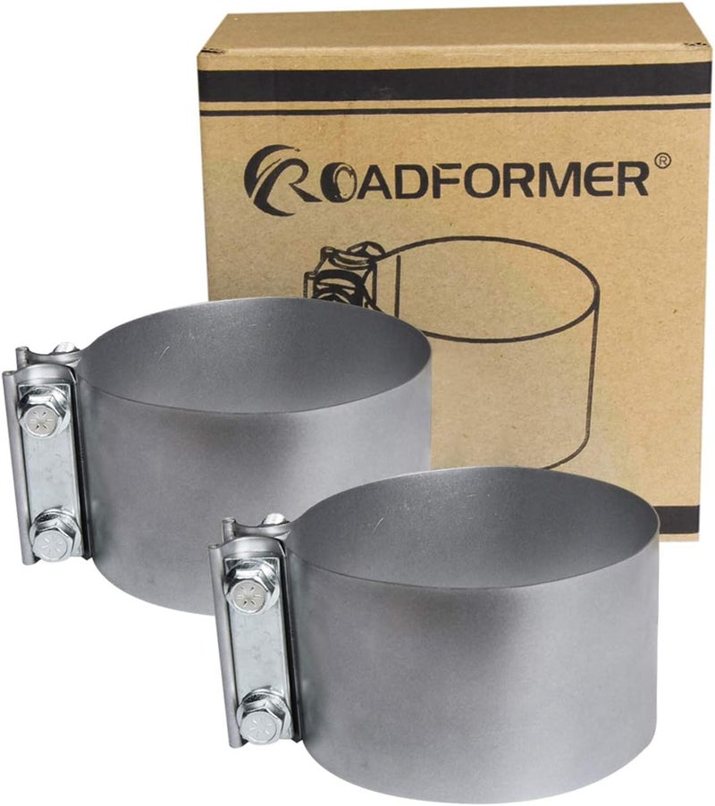 ROADFORMER 4" Butt Joint Exhaust Clamp - Aluminized Steel for 4 inch OD exhaust pipes, muffler ends and exhaust system connection with leakage free (2 Pack) - Image 5
