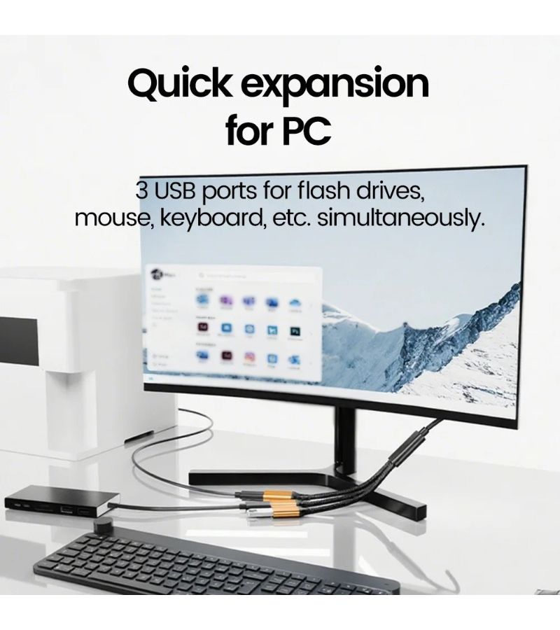 محوّل USB إلى 3 منافذ Type C 3 في 1 شحن سريع ومزامنة بيانات OTG للابتوب - Image 5