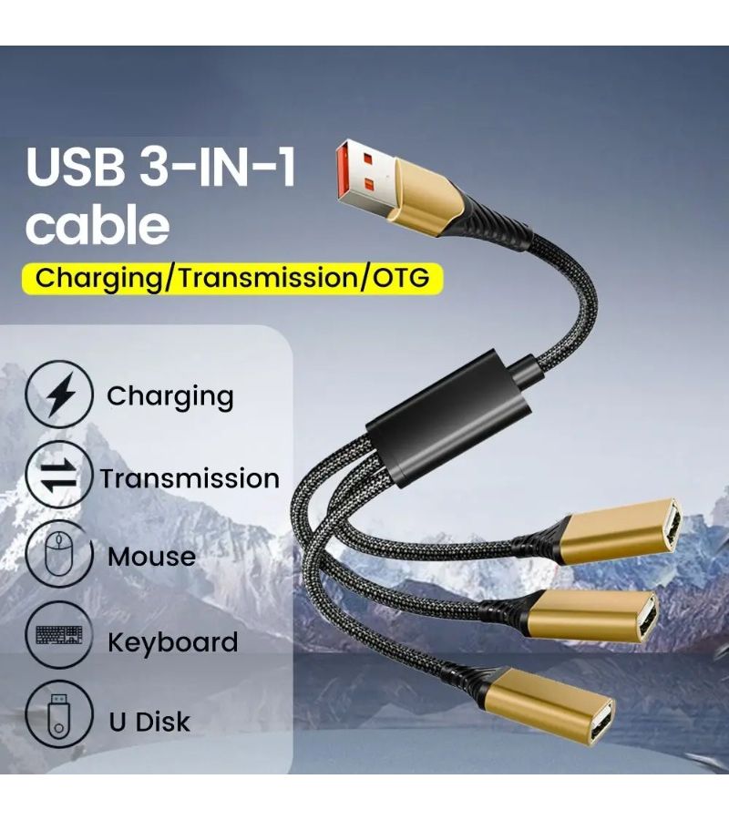 محوّل USB إلى 3 منافذ Type C 3 في 1 شحن سريع ومزامنة بيانات OTG للابتوب - Image 1