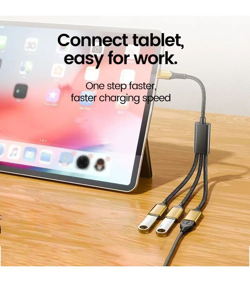 محوّل USB إلى 3 منافذ Type C 3 في 1 شحن سريع ومزامنة بيانات OTG للابتوب - Image 4