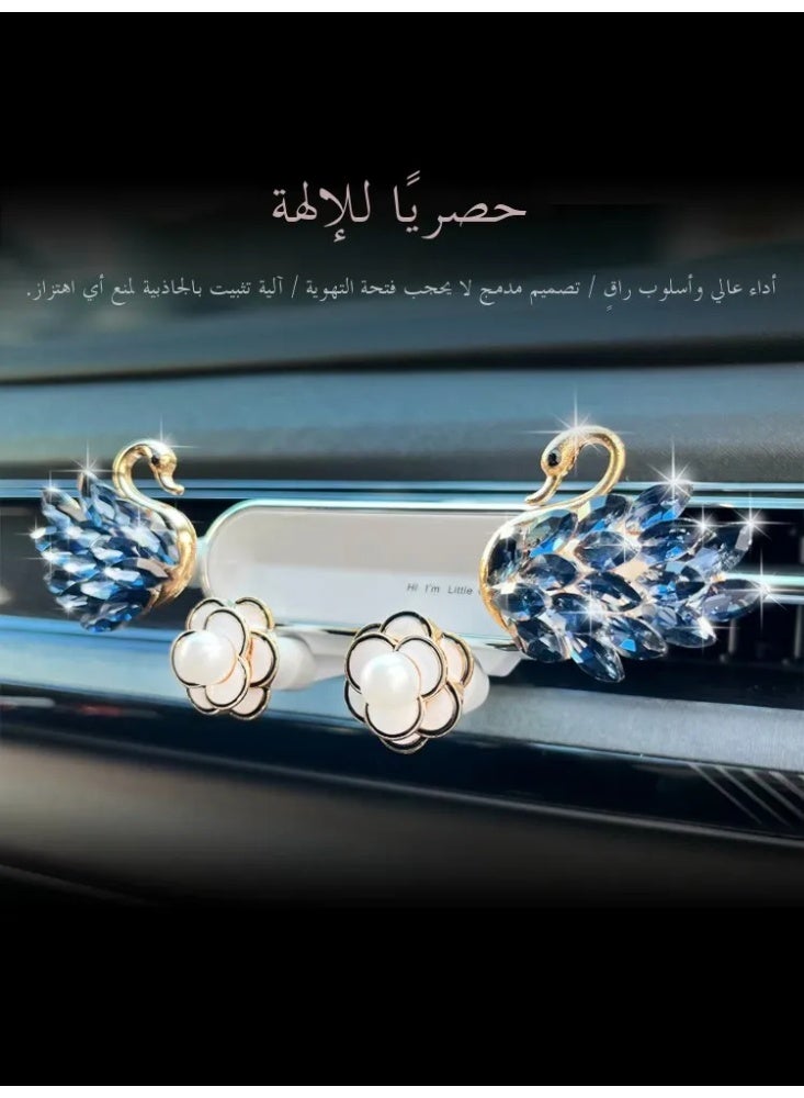 حامل هاتف نسائي للسيارة بتصميم البجعة الماسية - تألق وأناقة لفخامة سيدات الخليج 💎🇸🇦 (ترصيع كريستالات سواروفسكي) - Image 3
