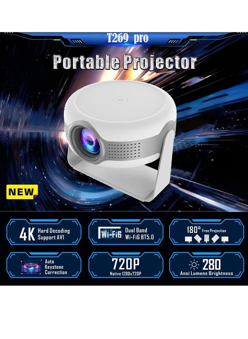 Tripsky - T269pro Android 12.0 Projector Smart Portable HD Mini 4K Proyector 1080P Auto Correction Home Theater Projecter - Image 1