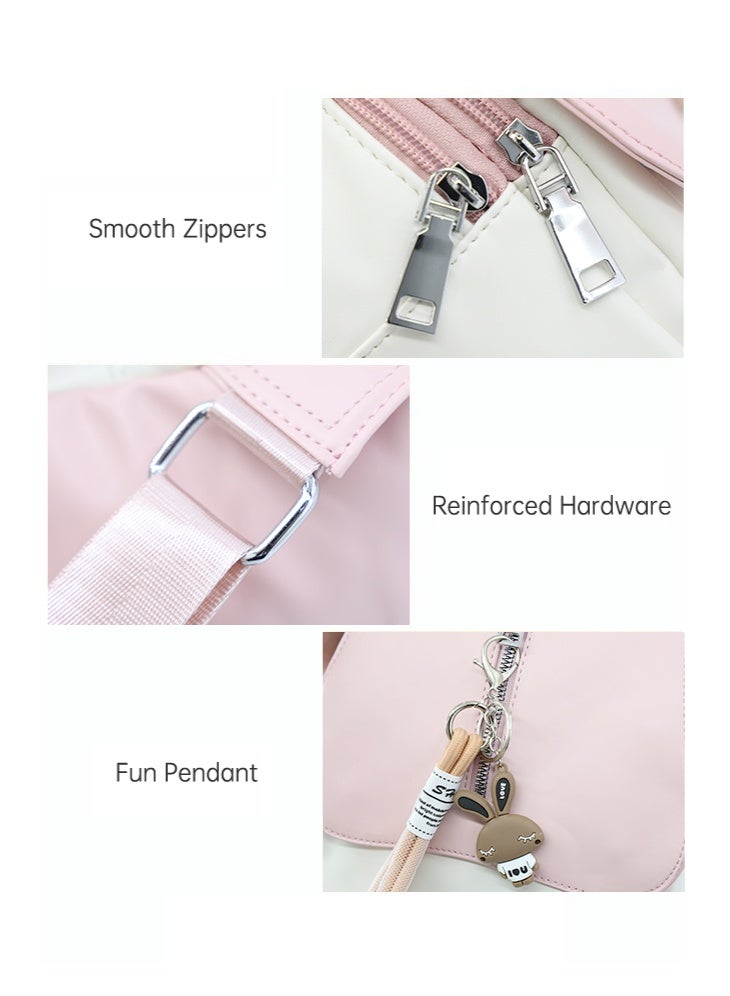 SHABILI Girls' Fashion Backpack, Women's  Contrast Color Schoolbag Back Bag College Bag, PU Leather Campus Style Tourist Bag Carry Bag for Youth, Teenager, Children, Kids, and Ladies - Image 3