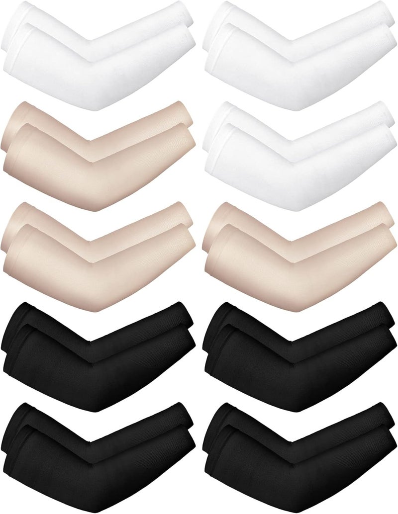 BOAO 10 Pairs UV Sun Protection Arm Sleeve for Men Women Work Cooling Compression Tattoo Cover Up Sleeves for Cycling Fishing - Image 1