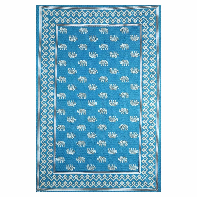 SkyKross - Everyday A New Thing SkyKross Everyday A New Thing Maharaja Special Hathi Pure Cotton DiwanSet5 Cushion Cover2 Bolster Cover1 Bedsheet SkyBlue - Image 4