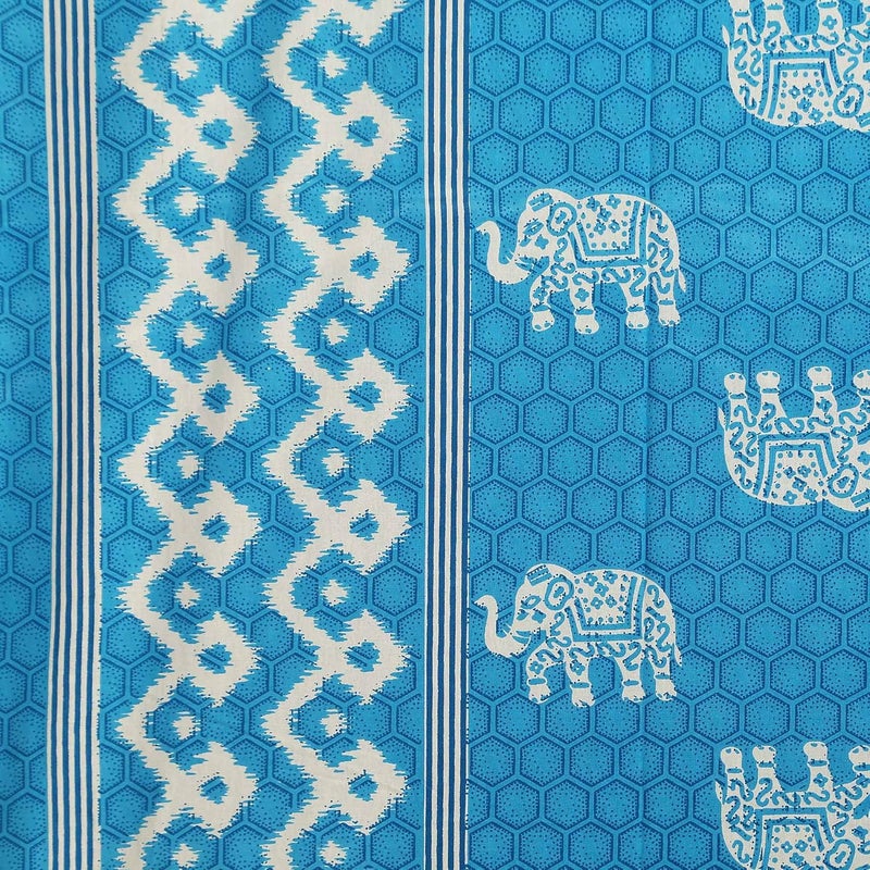 SkyKross - Everyday A New Thing SkyKross Everyday A New Thing Maharaja Special Hathi Pure Cotton DiwanSet5 Cushion Cover2 Bolster Cover1 Bedsheet SkyBlue - Image 5
