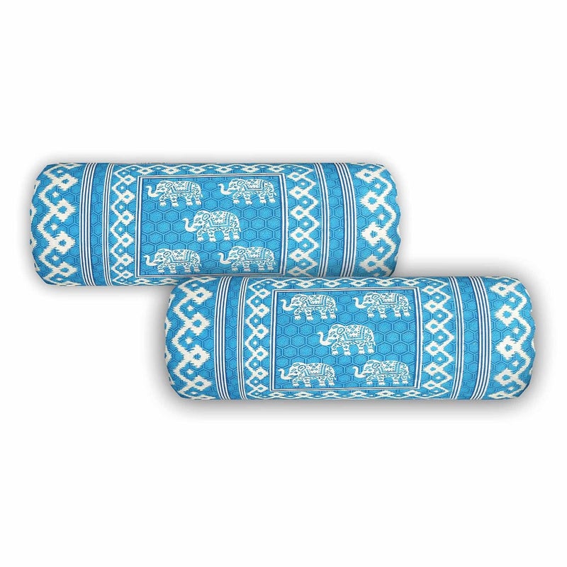 SkyKross - Everyday A New Thing SkyKross Everyday A New Thing Maharaja Special Hathi Pure Cotton DiwanSet5 Cushion Cover2 Bolster Cover1 Bedsheet SkyBlue - Image 3
