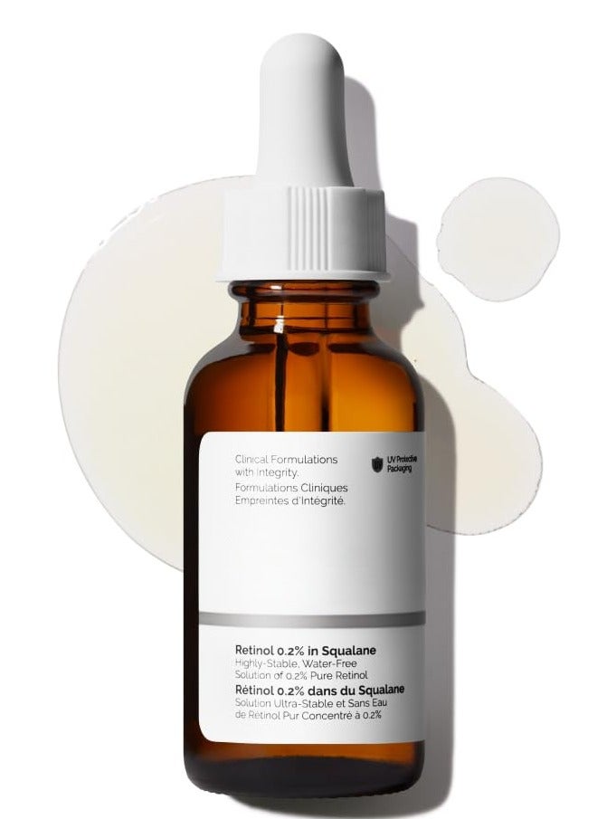 ريتينول لطيف للوجه، يحتوي على 0.2% ريتينول في السكوالين، مضاد للشيخوخة ومنعم للبشرة، 1 أونصة سائلة