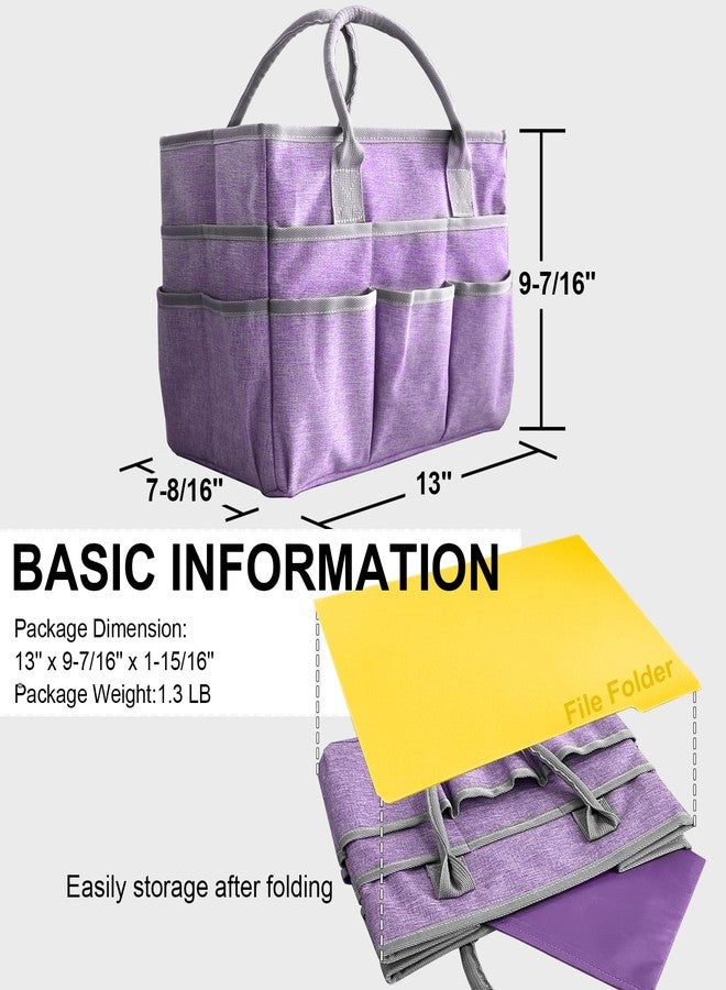 Cupohus Art Organizer Craft Storage Tote Bag with Pockets and Handles, Oxford Fabric Carrying Caddy for Teacher, Officer, Artist, Students, Traveler, and more -Purple - Image 3