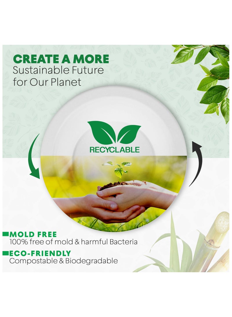 EcoEdge EcoEdge 12 Oz Round White Disposable Sugarcane Bagasse Bowls (Pack of 50) | Biodegradable, Compostable, Sustainable, Paper Cereals Bowl | Freezer and Microwave Friendly | 100% Sustainable  - Image 2