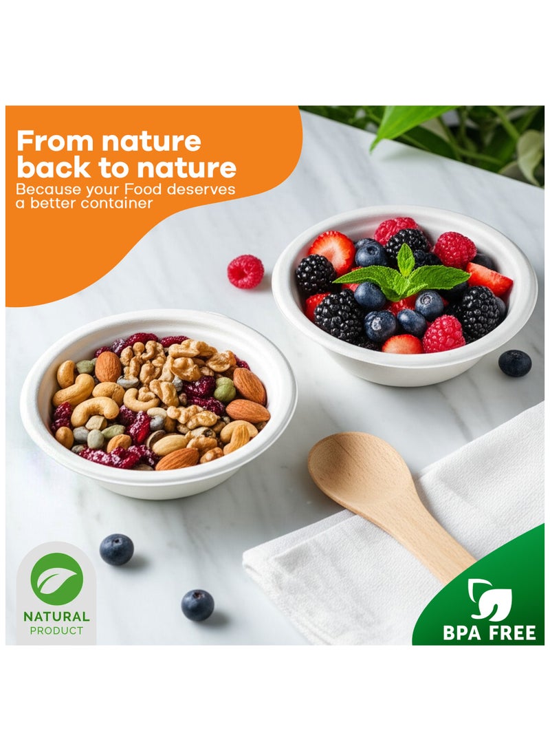 EcoEdge EcoEdge 12 Oz Round White Disposable Sugarcane Bagasse Bowls (Pack of 50) | Biodegradable, Compostable, Sustainable, Paper Cereals Bowl | Freezer and Microwave Friendly | 100% Sustainable  - Image 3