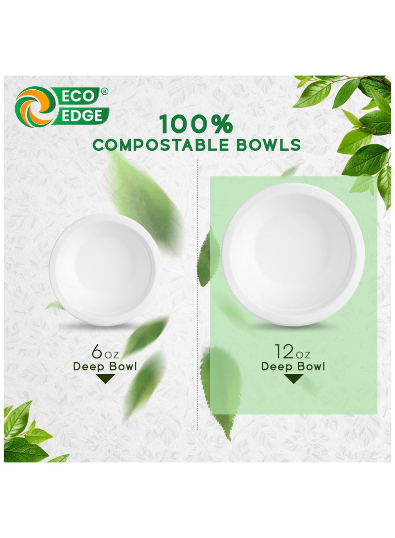 EcoEdge EcoEdge 12 Oz Round White Disposable Sugarcane Bagasse Bowls (Pack of 50) | Biodegradable, Compostable, Sustainable, Paper Cereals Bowl | Freezer and Microwave Friendly | 100% Sustainable  - Image 4