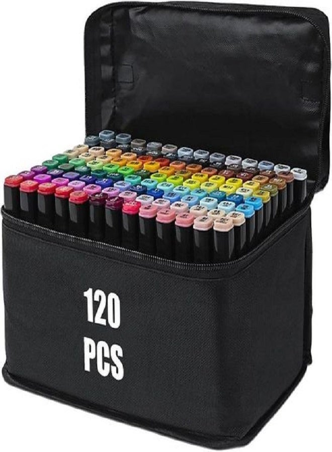 تاتش 120 Colour Art Markers Set, Dual Tip, Brush & Fine, Sketch Marker, based Brush Markers for Sketching, Adult Coloring, and Illustration - Image 1
