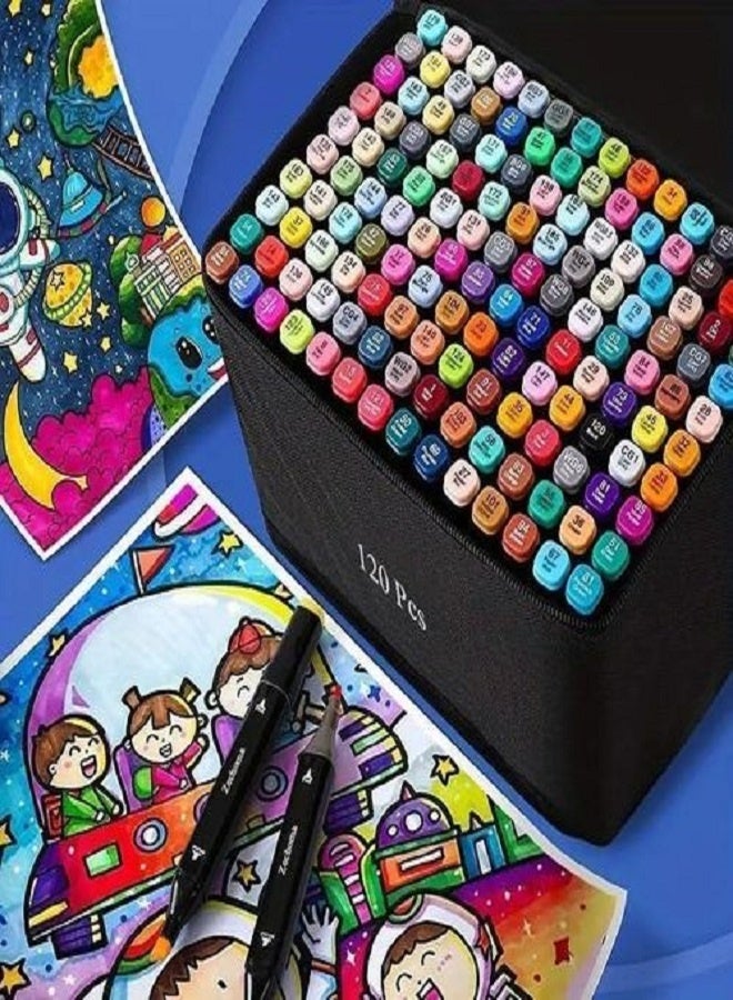 تاتش 120 Colour Art Markers Set, Dual Tip, Brush & Fine, Sketch Marker, based Brush Markers for Sketching, Adult Coloring, and Illustration - Image 3