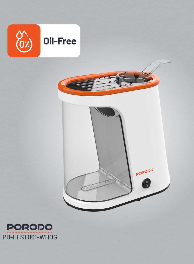 بورودو صانعة الفشار مع خزان قابل للفصل / آلة صنع الفشار بدون زيت / قوة 1200 واط / وجبة خفيفة صحية / آلة صنع الفشار بالهواء الساخن / سعة حبات الذرة 60 جرام - أبيض وبرتقالي - Image 4