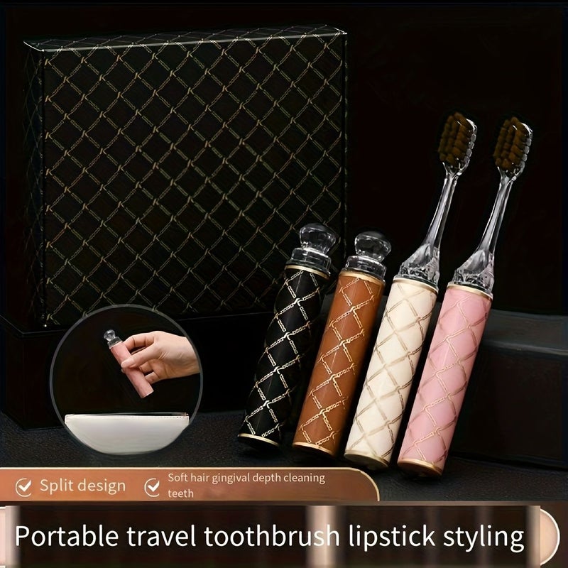 Random Color 4pcs Soft Bristle Toothbrush Set Gentle Gum Care Detachable Printed Handle Efficient Cleaning Home Use Couple Travel - Image 5