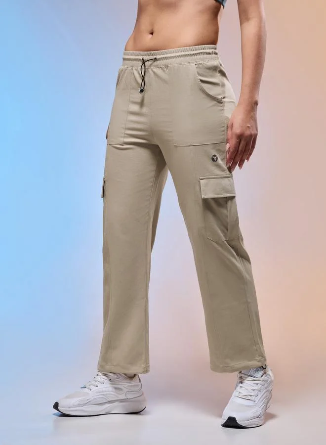 تكنوسبورت Technosport Women Solid Slim Fit Sports Cargo Track Pants