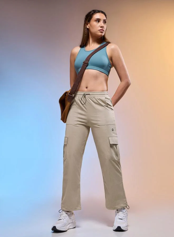 تكنوسبورت Technosport Women Solid Slim Fit Sports Cargo Track Pants