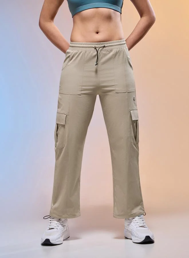 Technosport Technosport Women Solid Slim Fit Sports Cargo Track Pants