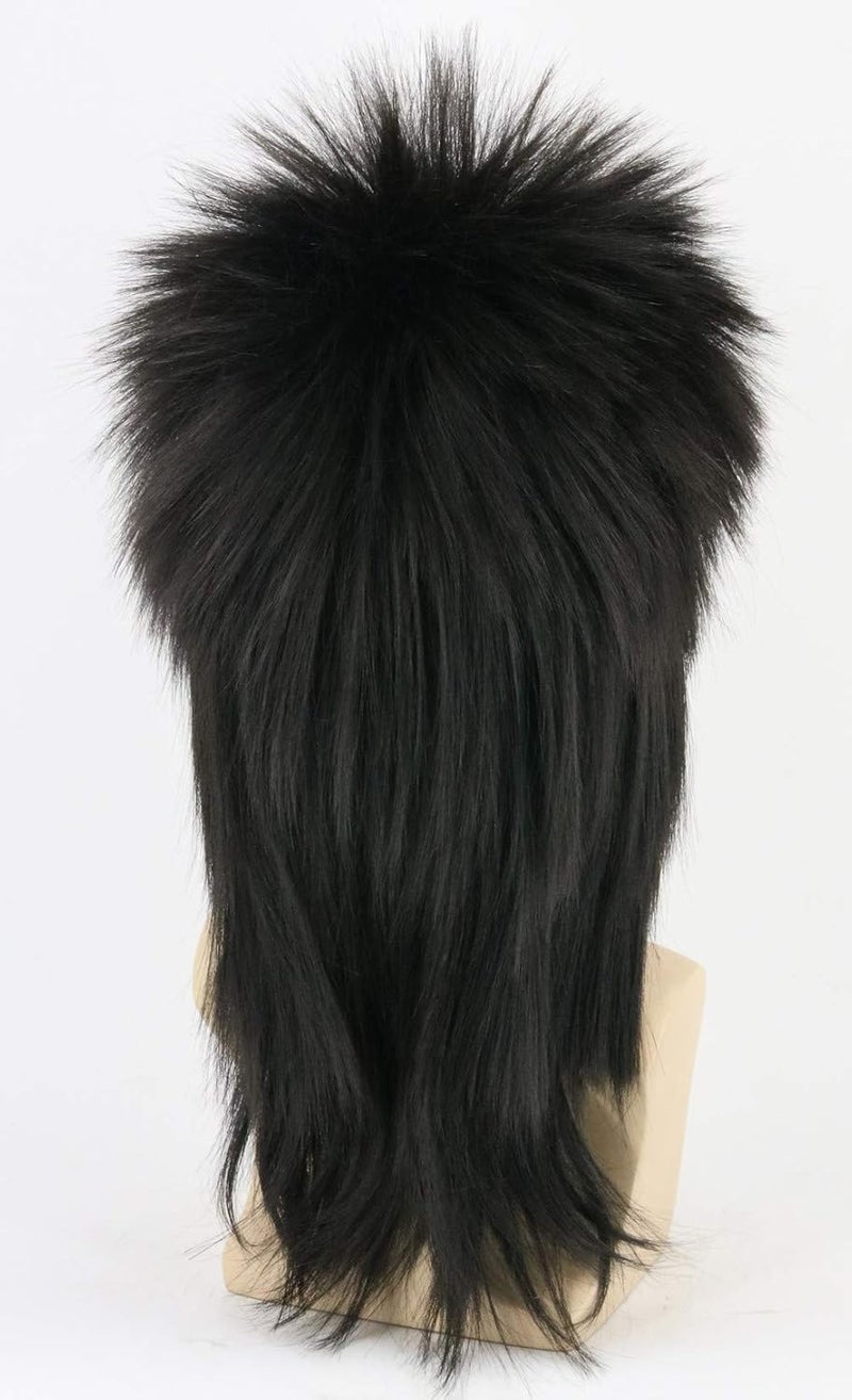 LeMarnia Black Spiked Mullet Wigs for Men and Women 80s Heavy Metal Punk Rocker Wigs Halloween Costumes Funny Wig - Image 5