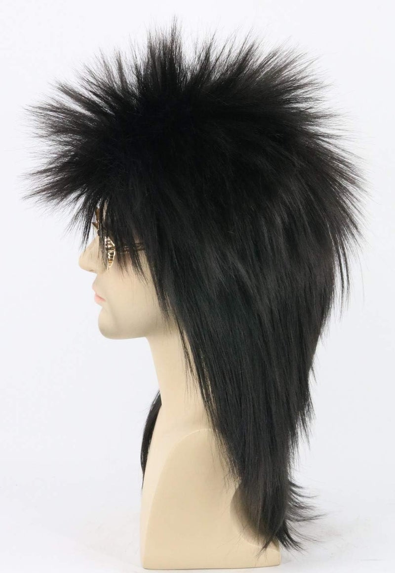 LeMarnia Black Spiked Mullet Wigs for Men and Women 80s Heavy Metal Punk Rocker Wigs Halloween Costumes Funny Wig - Image 3
