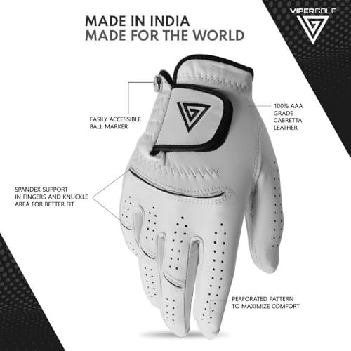 Viper Golf VIPERGOLF Men's TourTuf 2.0 Cabretta Leather Golf Glove - Right Hand (White) (Small) - Image 2