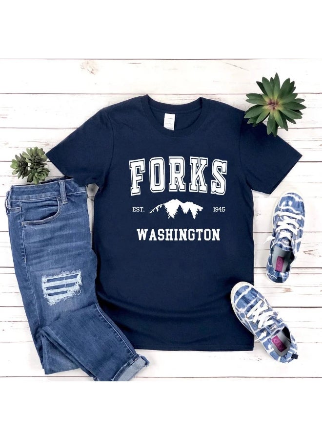 Forks T-Shirt Twilight Shirt Team Edward T Shirt Women Tshirts Graphic Tee Short Sleeve Tshirt Casual Top