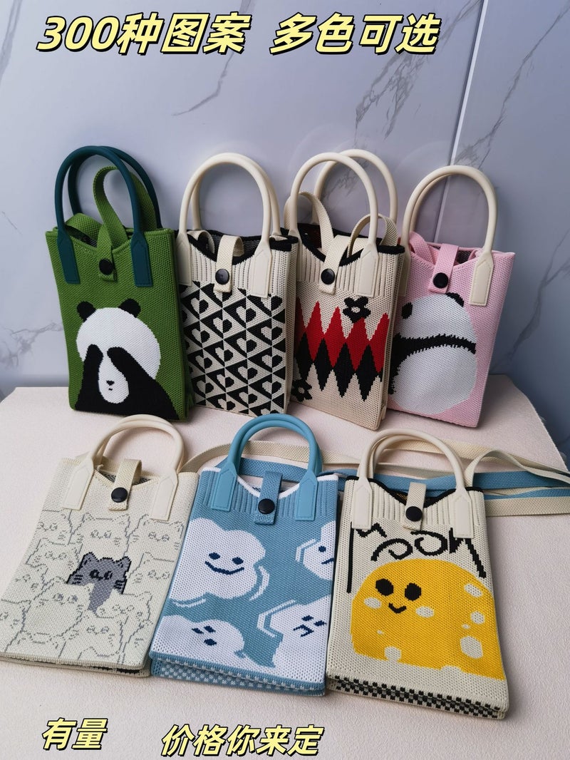 2025 Autumn New Style Girl'S Heart-Shaped Handbag For Carrying Mobile Phones, Knitted Crossbody Bag, Portable Textured Small Handbag - Image 2
