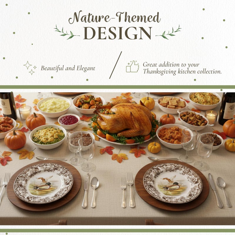Spode Woodland Mallard Wildlife 10.5" Dinner Plate - Fine Earthenware, Dishwasher & Microwave Safe, Warm Oven to 225Â°F, Rustic Holiday Dining & Collectible Serving Plate - Made in England - Image 3