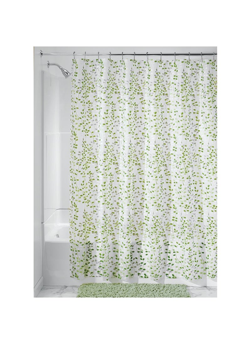 InterDesign iDesign Vine Waterproof PEVA Bathroom Shower Curtain - 72"" x 72""  Green/White  - Image 1