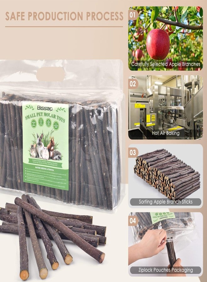 Bissap Apple Sticks for Rabbits, Natural Bunny Chew Toys and Treats for Chinchilla Guinea Pig Hamster Gerbil Small Animals Pet Apple Wood Stick Toys Teeth Grinding (940g/2lb) - Image 3