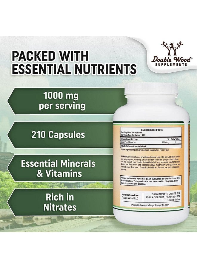 Double Wood Supplements Beet Root Powder Capsules (Organic And Vegan) (210 Count 1000Mg Per Serving) Super Food From Beets With High Nitrate For Overall Health Support By Double Wood - Image 4