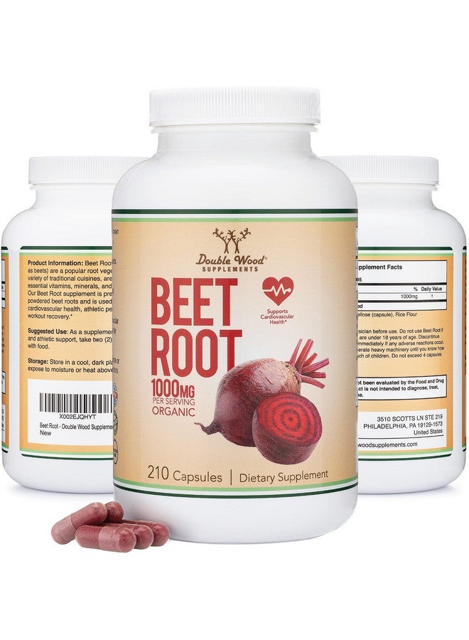Double Wood Supplements Beet Root Powder Capsules (Organic And Vegan) (210 Count 1000Mg Per Serving) Super Food From Beets With High Nitrate For Overall Health Support By Double Wood - Image 1