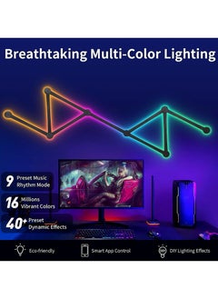 إج 9 خطوط إضاءة ذكية بتقنية Wi-Fi RGB، أشرطة إضاءة ديكورية إبداعية للحائط المنزلي مع أكثر من 16 مليون لون وأكثر من 44 وضعًا للمشهد، إضاءة حائط سيمفونية مزدوجة الوضع لغرفة الألعاب وغرفة المعيشة وغرفة النوم (أسود)  - Image 2