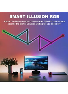 إج 9 خطوط إضاءة ذكية بتقنية Wi-Fi RGB، أشرطة إضاءة ديكورية إبداعية للحائط المنزلي مع أكثر من 16 مليون لون وأكثر من 44 وضعًا للمشهد، إضاءة حائط سيمفونية مزدوجة الوضع لغرفة الألعاب وغرفة المعيشة وغرفة النوم (أسود)  - Image 3