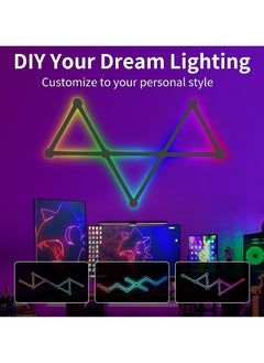 إج 9 خطوط إضاءة ذكية بتقنية Wi-Fi RGB، أشرطة إضاءة ديكورية إبداعية للحائط المنزلي مع أكثر من 16 مليون لون وأكثر من 44 وضعًا للمشهد، إضاءة حائط سيمفونية مزدوجة الوضع لغرفة الألعاب وغرفة المعيشة وغرفة النوم (أسود)  - Image 4