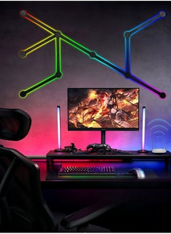 إج 9 خطوط إضاءة ذكية بتقنية Wi-Fi RGB، أشرطة إضاءة ديكورية إبداعية للحائط المنزلي مع أكثر من 16 مليون لون وأكثر من 44 وضعًا للمشهد، إضاءة حائط سيمفونية مزدوجة الوضع لغرفة الألعاب وغرفة المعيشة وغرفة النوم (أسود)  - Image 5