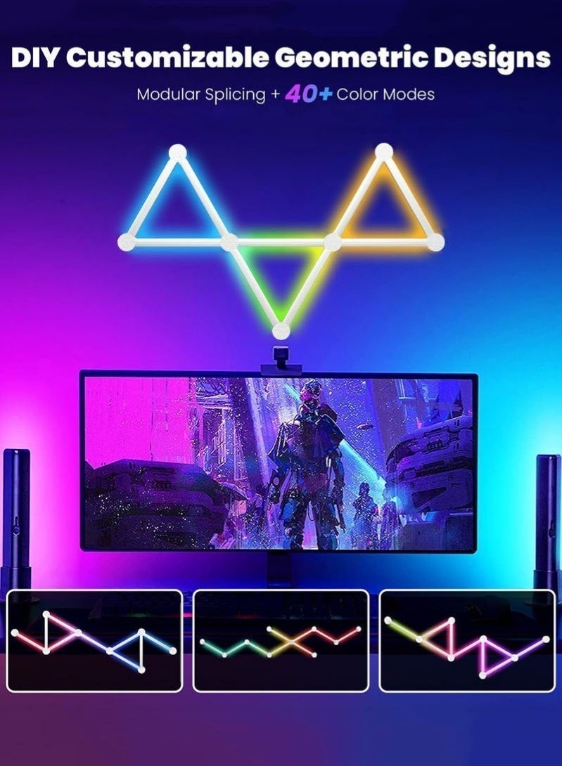إج 9 خطوط إضاءة LED ذكية واي فاي LED خطوط إضاءة حائطية 16M+ لون LED خافت للموسيقى ومزامنة الألعاب وغرفة النوم، مجموعة قضبان إضاءة لتزيين الحائط المنزلي تعمل بوضع مزدوج سيمفوني ضوء حائط بلاستيكي متعدد الألوان - Image 5