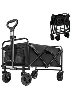 HOMEVEO Practical Folding Outdoor Wagon - Easy to Remove Canvas, Ideal for Gardens, Camping and Festivals, Supports Trailer Towing and Holds Up to 150kg - Black  - Image 1