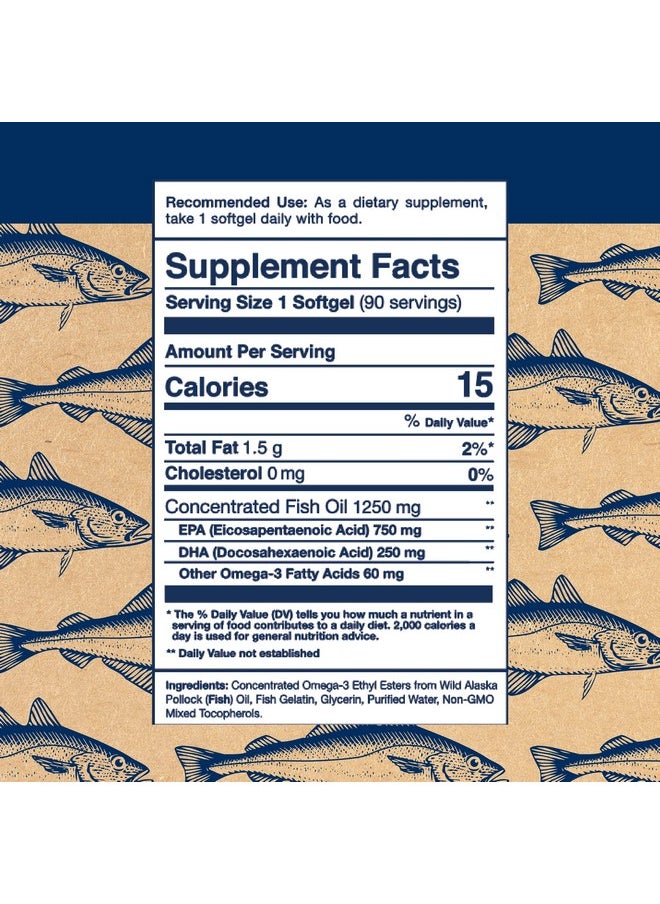 Wiley's Finest - Wild Alaskan Fish Oil Peak Epa Triple Strength Peak Epa And Dha 1000Mg Omega3S Sqfcertified 90 Softgels (90 Servings) - Image 1