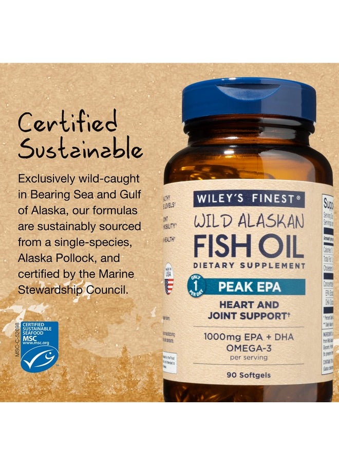 Wiley's Finest - Wild Alaskan Fish Oil Peak Epa Triple Strength Peak Epa And Dha 1000Mg Omega3S Sqfcertified 90 Softgels (90 Servings) - Image 1