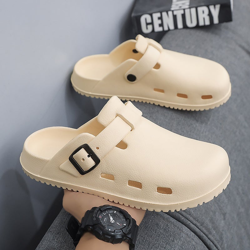 Summer Outer Wear Wear-Resistant Soft-Soled Couple Boken Shoes Outdoor Toe-Cap Half Slippers Casual Men'S Shoes Sandals - Image 2