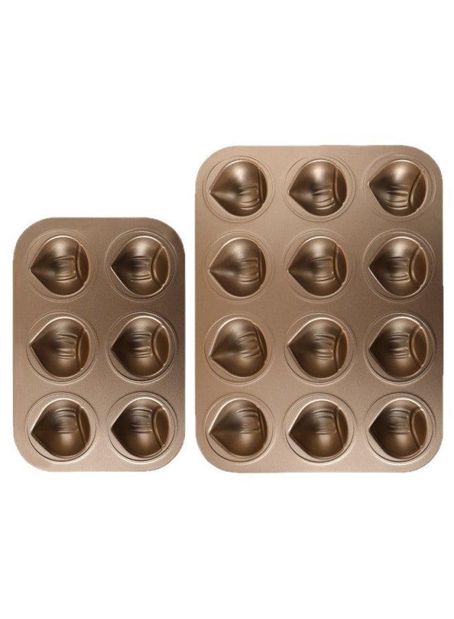 Net-famous Butter Rice Cake Non-stick Chestnut Madeleine Mold 12 Mold Household Normal Temperature Cake Baking Pan Oven-Specifications:12 Consecutive (special Mold For Butter Rice Cakes)-Color:Black - Image 5