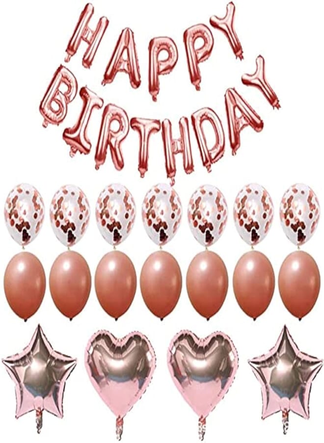 Secret Happy Birthday Balloons Set 12 Rose Gold Happy Birthday Balloons Foil Foil Balloons 31Pcs Birthday Party Decorations , 2725611308038