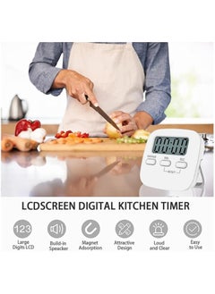 Generic Kitchen Timer Large Lcd Display Screen,Digital Kitchen Timers For Cooking, Magnetic Stopwatch Timer With Loud Alarm Countdown Clock (White)  - Image 4